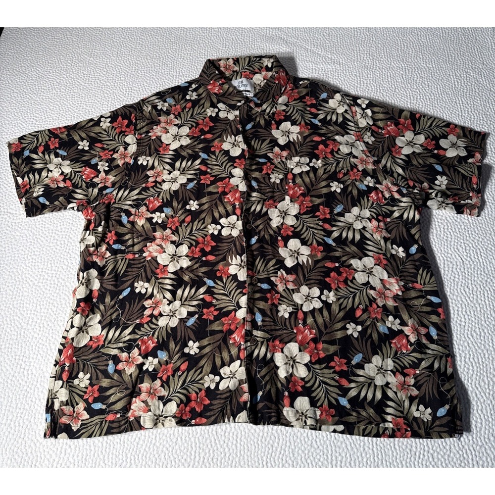 28 Palms Button Up Shirt Mens Short Sleeve Hawaiian Multicolor XXL